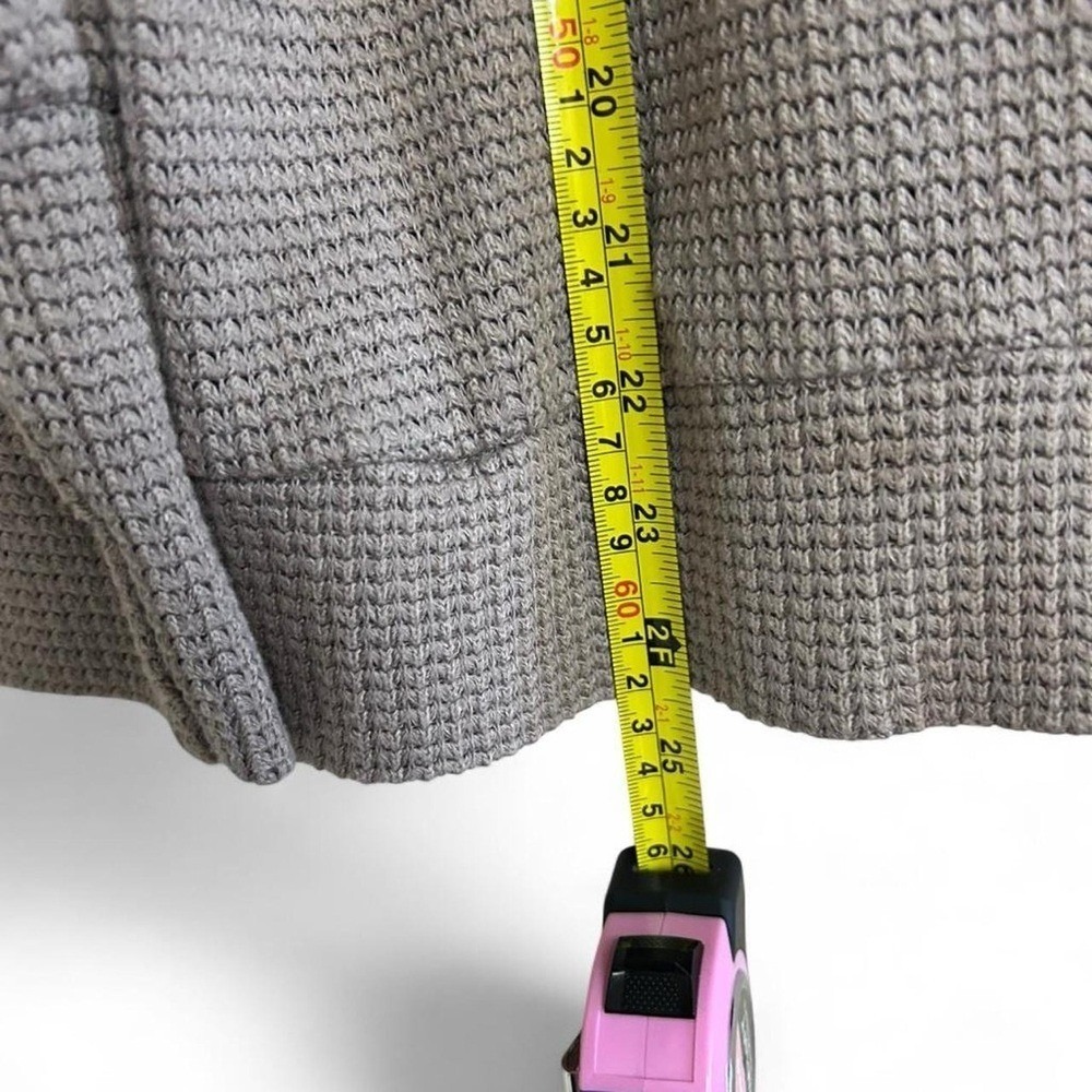 Excellent Ginger G Taupe Waffle Knit Top Womens Large Oversized V-Neck Thermal - Picture 4 of 8